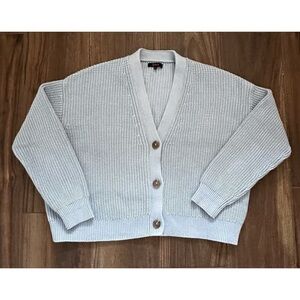 Quince Light Gray Button-Up Cardigan